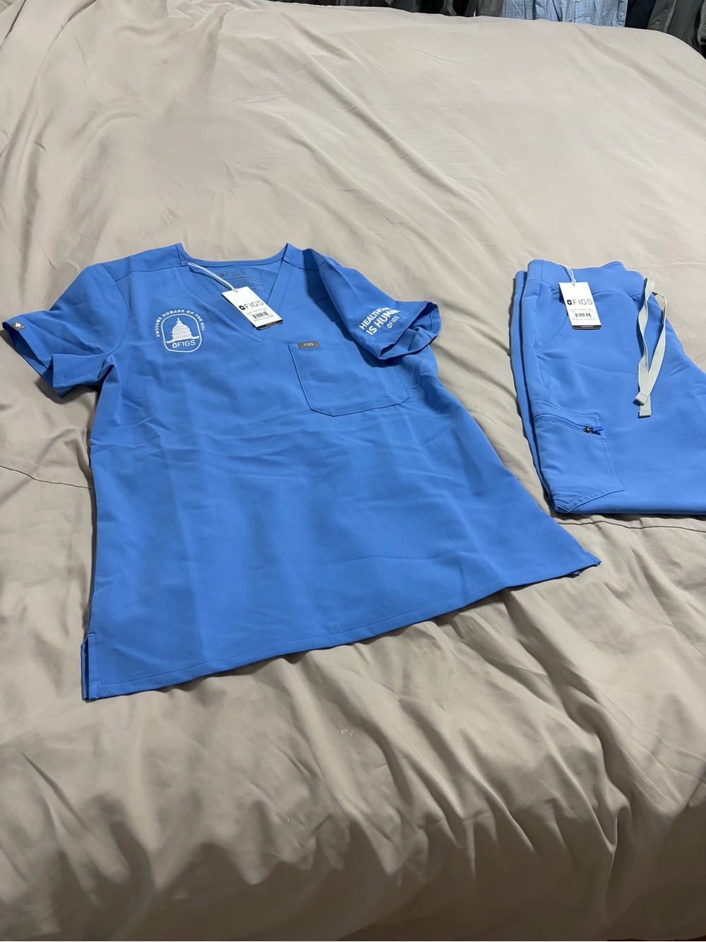 Figs Medical Scrub Top and Pants in Cobalt Blue